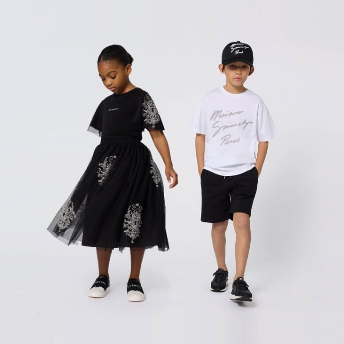 Image of a kids models in Givenchy outfits
